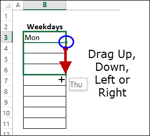 make quick list of weekday names on worksheet